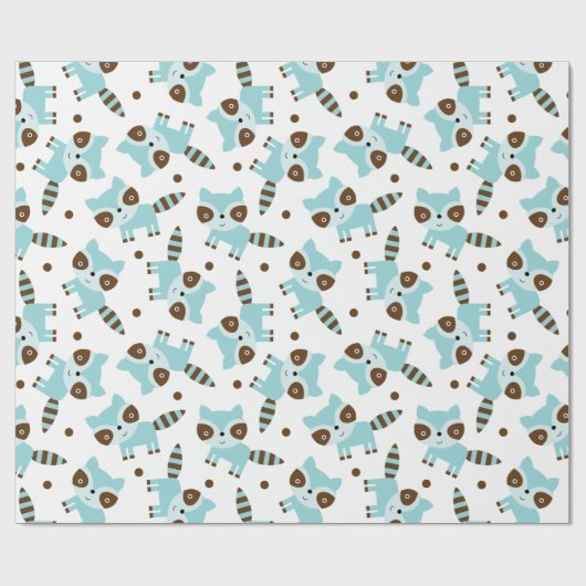 Cute Raccoon Wrapping Paper Cadeaupapier (Vlak)