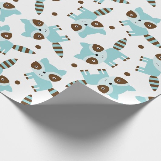 Cute Raccoon Wrapping Paper Cadeaupapier (Hoek)