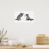 Cute Raccoons Bubble Gum Nursery Child Poster (Keuken)