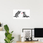 Cute Raccoons Bubble Gum Nursery Child Poster (Thuiskantoor)