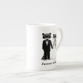 Cute Raccoons Wedding Bride en Groom Custom Porselein Kop (Voorkant rechts)