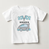 Cute Race Car and Flags Baby Boy Name (Voorkant)