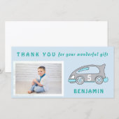 Cute Race Car Blue Birthday Bedankt voor je foto (Voorkant / Achterkant)
