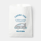 Cute Race Car Blue Boy Name Kinder Dank u wel Bedankzakje (Voorkant)