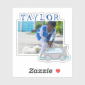 Cute Race Car Name Photo Kinder Sticker (Vel)