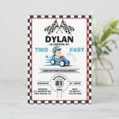 Cute Racer Two Fast Uitnodiging (Staand voorkant)