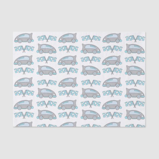 Cute Racing Cars and Flags Kinder Pattern Tissuepapier (Voorkant)