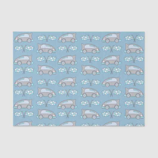 Cute Racing Cars and Flags Kinder Pattern Tissuepapier (Voorkant)