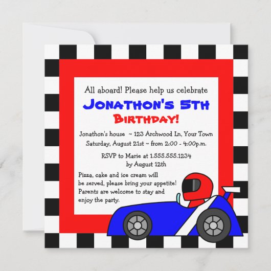 Cute Racing Threating Childrens Birthday Kaart (Voorkant)