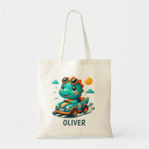 Cute Racing Trex Dinosaur en raceauto  Tote Bag