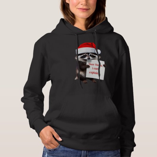 "Cute Racoon, Dear Santa I Can Explain" Hoodie (Voorkant)