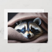 Cute Racoon in een zachte deken Briefkaart (Voorkant / Achterkant)