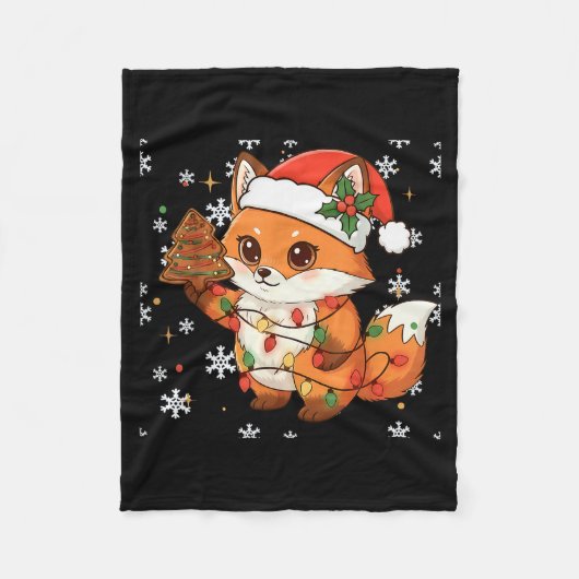 Cute Racoon Lights Tree Cake Funny Xmas Merry Chri Fleece Deken (Voorkant)