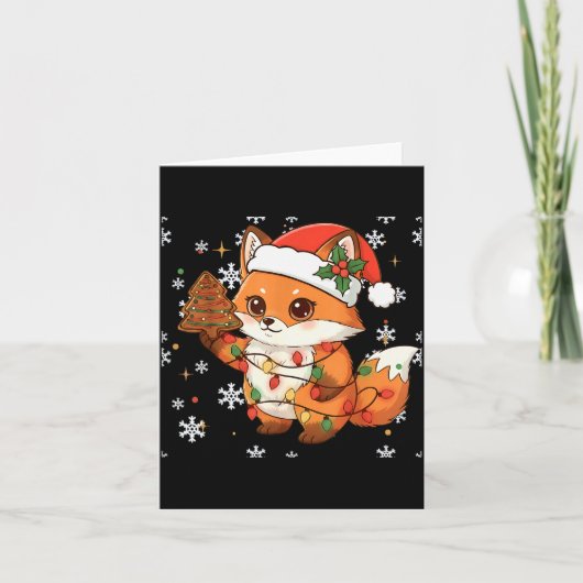 Cute Racoon Lights Tree Cake Funny Xmas Merry Chri Kaart (Voorkant)
