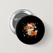 Cute Racoon Lights Tree Cake Funny Xmas Merry Chri Ronde Button 5,7 Cm (Voorkant /achterkant)