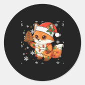 Cute Racoon Lights Tree Cake Funny Xmas Merry Chri Ronde Sticker (Voorkant)