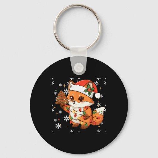 Cute Racoon Lights Tree Cake Funny Xmas Merry Chri Sleutelhanger (Voorkant)