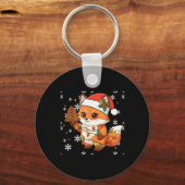 Cute Racoon Lights Tree Cake Funny Xmas Merry Chri Sleutelhanger (Voorkant)