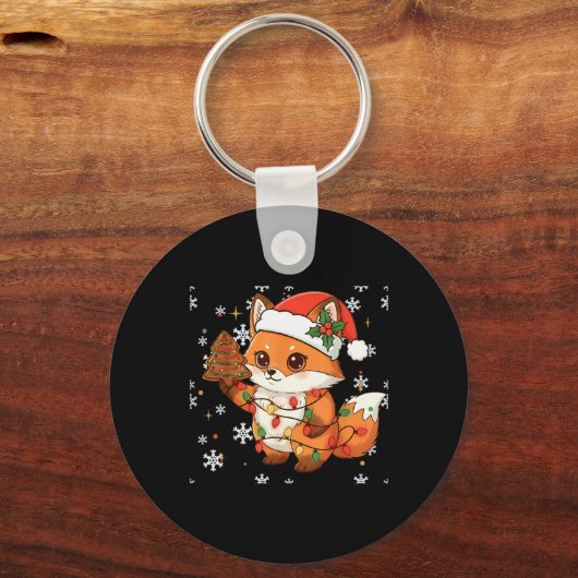 Cute Racoon Lights Tree Cake Funny Xmas Merry Chri Sleutelhanger (Voorkant)