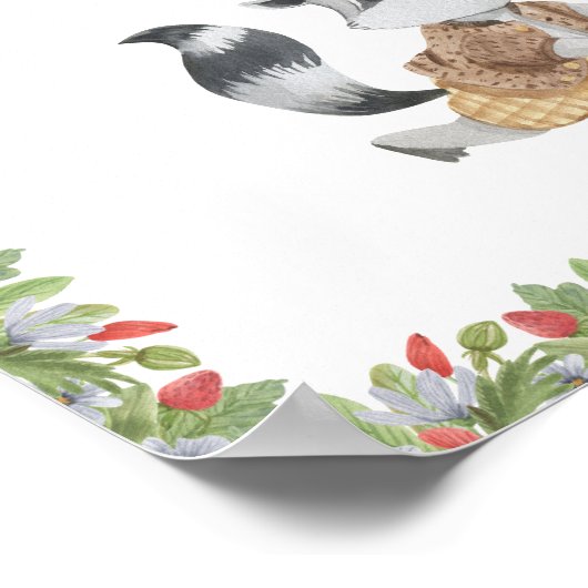 Cute Racoon On A Skateboard Wild Text Poster (Hoek)