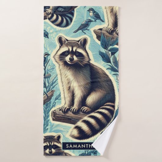 Cute Racoon Pattern Badhanddoek (Badhanddoek)