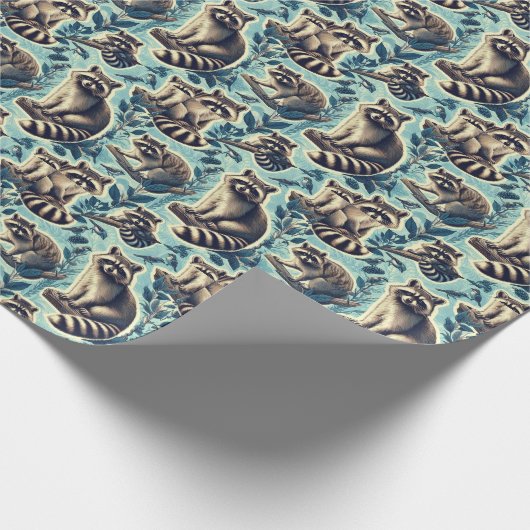 Cute Racoon Pattern Cadeaupapier (Hoek)