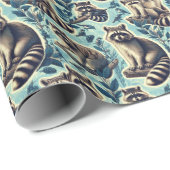 Cute Racoon Pattern Cadeaupapier (Rol Hoek)