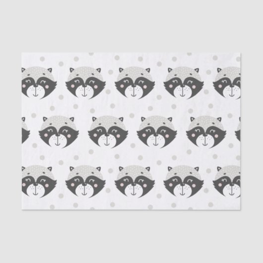 Cute Racoon Pattern - Kinder Tissuepapier (Voorkant)
