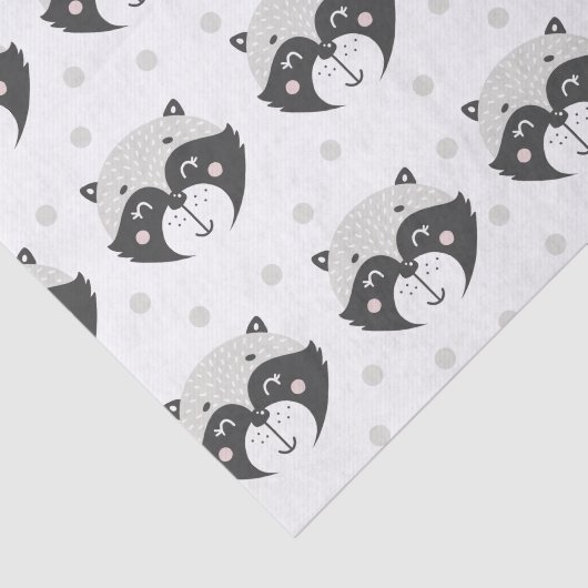 Cute Racoon Pattern - Kinder Tissuepapier (Detail)