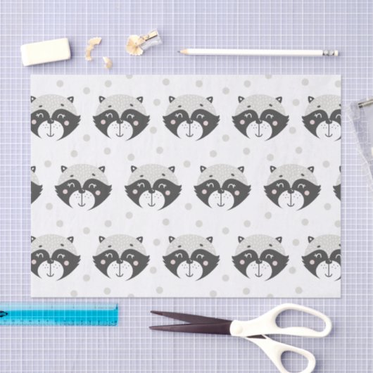 Cute Racoon Pattern - Kinder Tissuepapier (Craft)