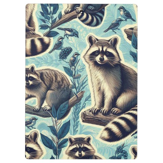 Cute Racoon Pattern Klembord (Achterkant)