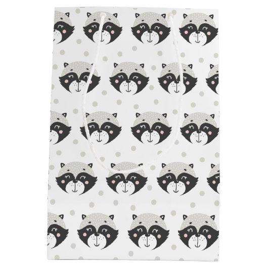 Cute Racoon Pattern Medium Cadeauzakje (Achterkant)
