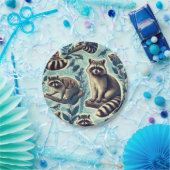 Cute Racoon Pattern Papieren Bordje (Feest)