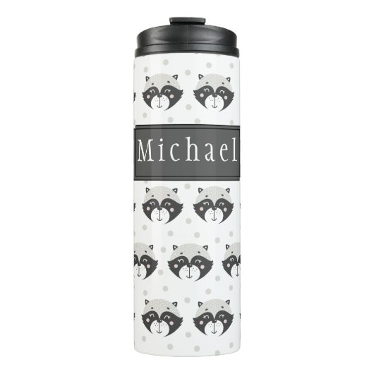 Cute Racoon Pattern Personalized Thermal Tumbler Thermosbeker (Voorkant)