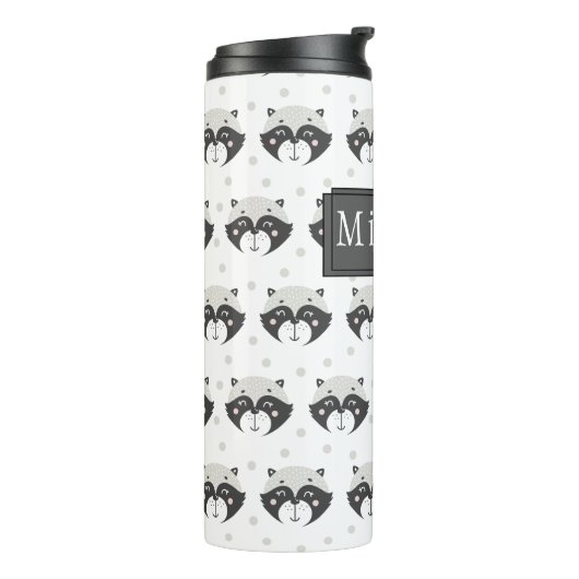 Cute Racoon Pattern Personalized Thermal Tumbler Thermosbeker (Gedraaid links)