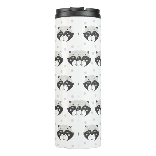 Cute Racoon Pattern Personalized Thermal Tumbler Thermosbeker (Achterkant)
