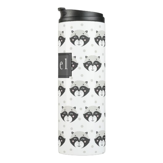 Cute Racoon Pattern Personalized Thermal Tumbler Thermosbeker (Geroteerd rechts)