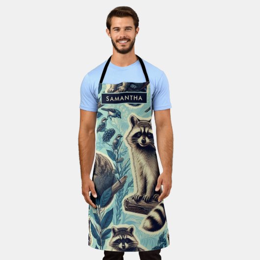 Cute Racoon Pattern Schort (Gedragen)