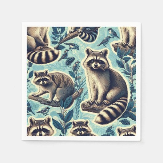 Cute Racoon Pattern Servet (Voorkant)