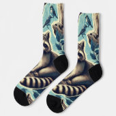 Cute Racoon Pattern Sokken (Links)