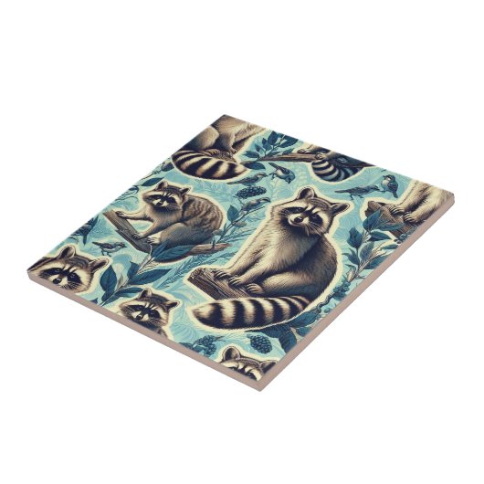 Cute Racoon Pattern Tegeltje (Zijkant)