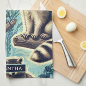 Cute Racoon Pattern Theedoek (Quarter Fold)