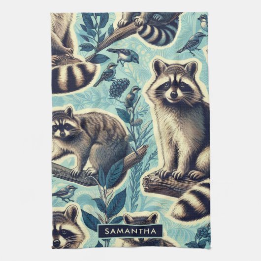 Cute Racoon Pattern Theedoek (Verticaal)