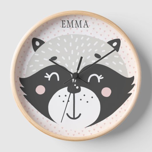 Cute Racoon Persoonlijke Kinderen / Nursery Wall C (Voorkant)