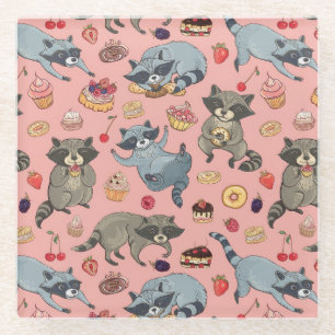 Cute Racoons Glazen Onderzetter