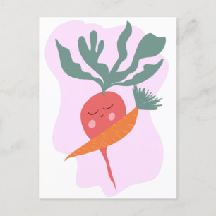 Cute Radish en Carrot Kaart