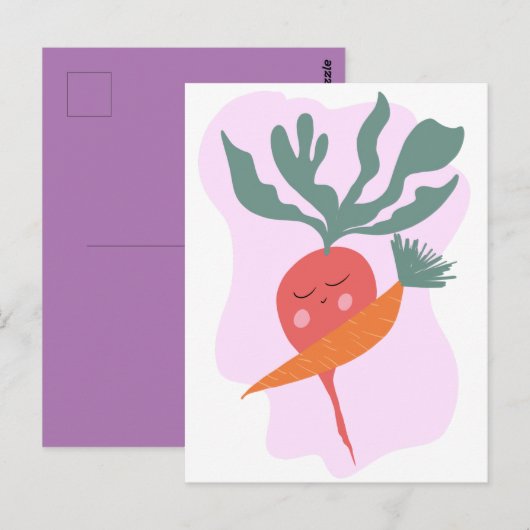 Cute Radish en Carrot Kaart (Voorkant / Achterkant)