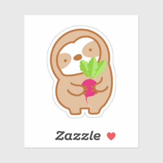 Cute Radish Sloth Sticker (Vel)