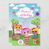 Cute Rag Doll Birthday Party Kaart (Voorkant / Achterkant)