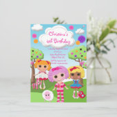 Cute Rag Doll Birthday Party Kaart (Staand voorkant)